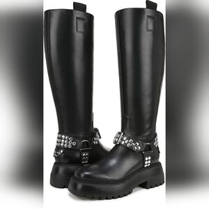 NWOB Sam Edelman Circus Black Studded Knee-High Boots size 10